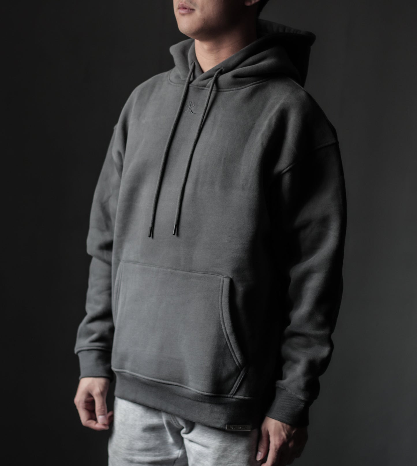 BLVCKFIRE STAPLE OVERSIZE HOODIE - DEEP GREY