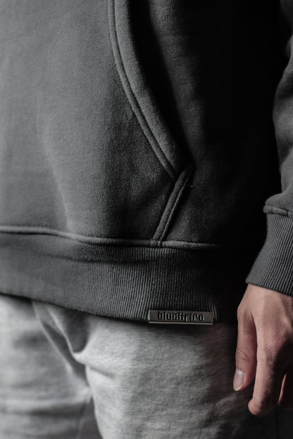 BLVCKFIRE STAPLE OVERSIZE HOODIE - DEEP GREY